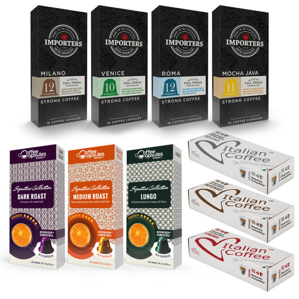 Favourites Sampler Pack – 100 Nespresso compatible coffee capsules
