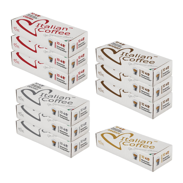 Italian Coffee Bulk Special Variety – 100 Nespresso compatible coffee capsules