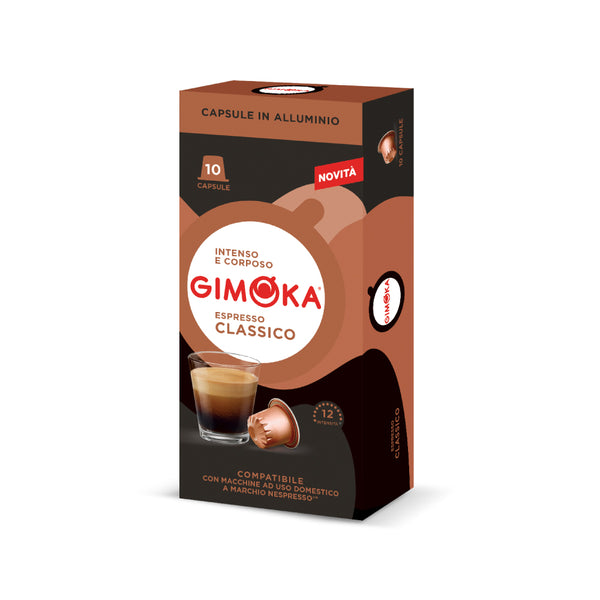 Gimoka Classico - 10 Aluminium Nespresso compatible coffee capsules
