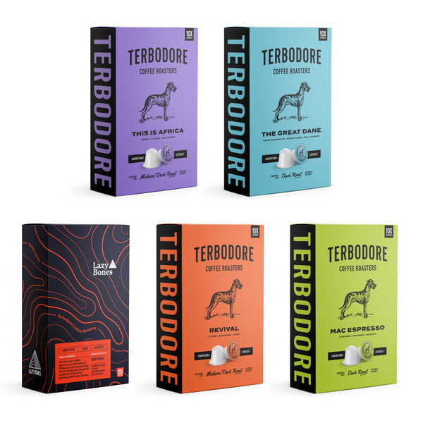 Terbodore Coffee Favourites - 50 Nespresso compatible coffee capsules