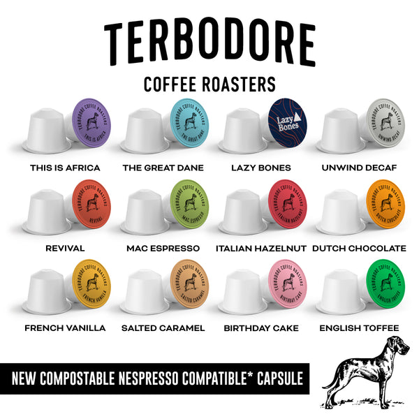 Terbodore Extended Coffee Range - 120 Nespresso compatible coffee capsules
