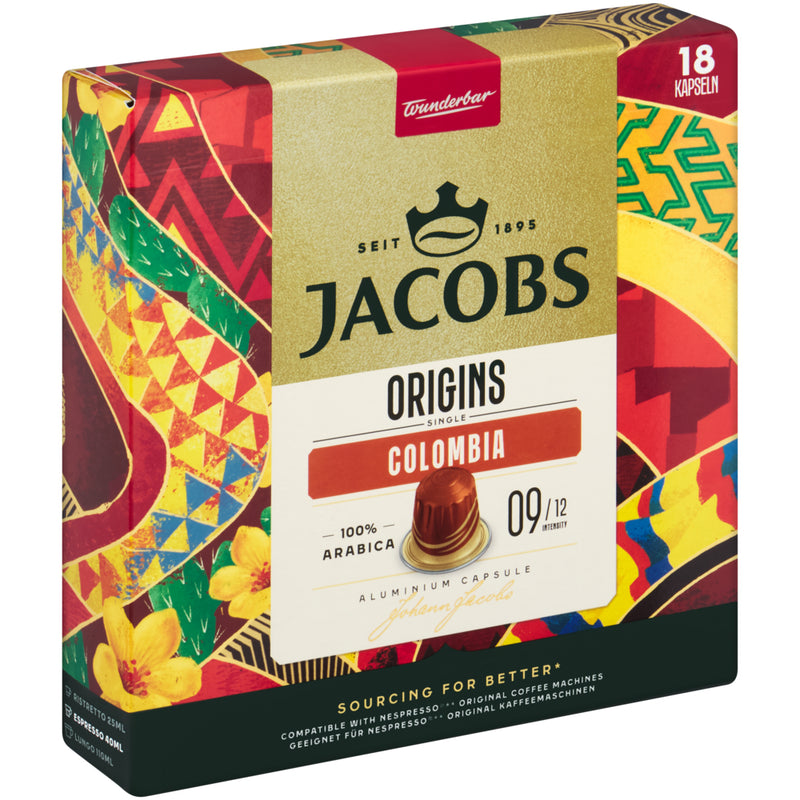 Jacobs Colombia - Aluminium Nespresso compatible coffee capsules (18 Pack)