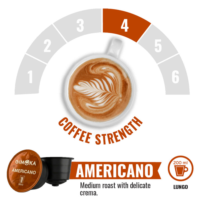 Gimoka Americano - 16 Nescafe Dolce Gusto compatible coffee capsules
