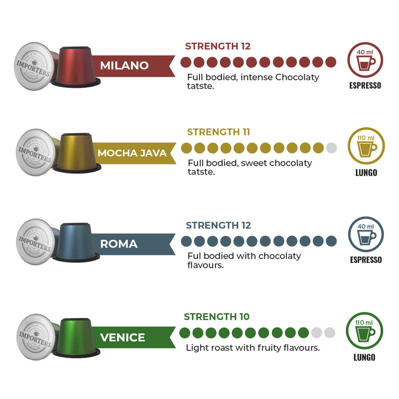 Importers Coffee Variety - 40 Nespresso compatible coffee capsules