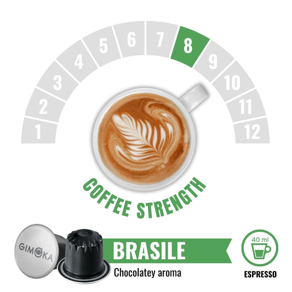 Gimoka Brasile - 10 Aluminium Nespresso compatible coffee capsules