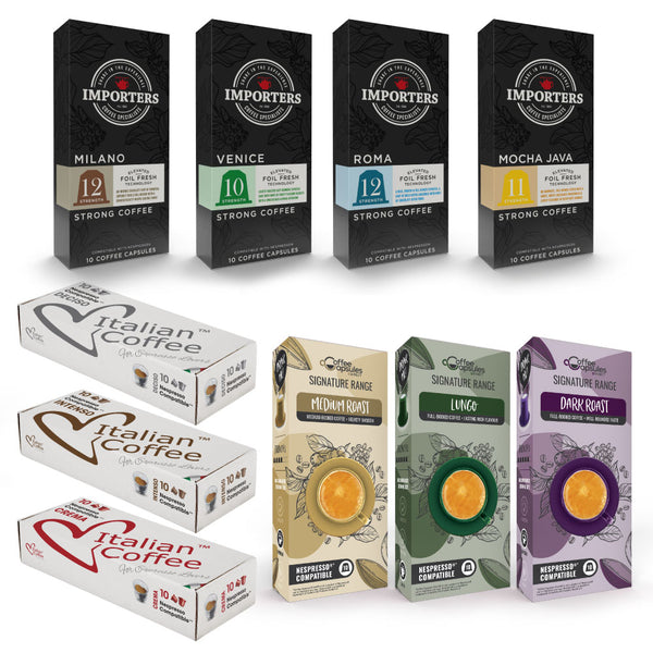 Favourites Sampler Pack – 100 Nespresso compatible coffee capsules