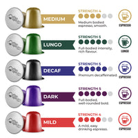 Variety Pack - 50 Nespresso compatible coffee capsules