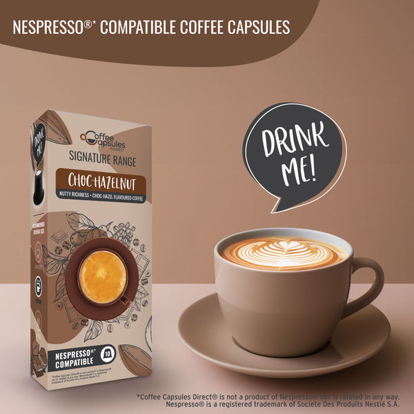 Choc Hazelnut Coffee - 10 Nespresso compatible coffee capsules