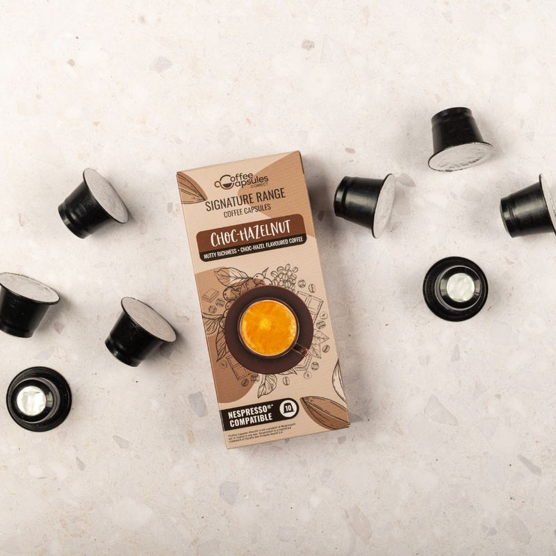 Choc Hazelnut Coffee & Syrup Bundle - 40 Nespresso compatible coffee capsules