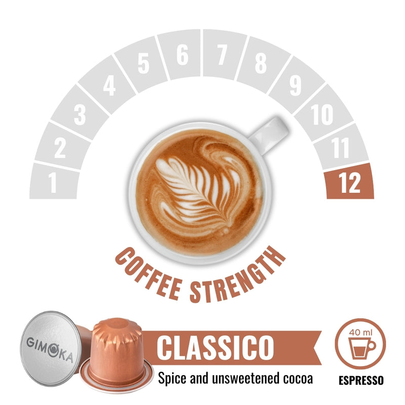 Gimoka Classico - 10 Aluminium Nespresso compatible coffee capsules