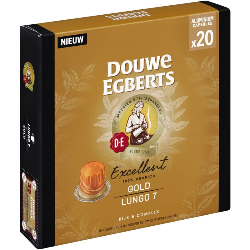 Douwe Egberts Excellence Gold - Aluminium Nespresso compatible coffee capsules (20 Pack)