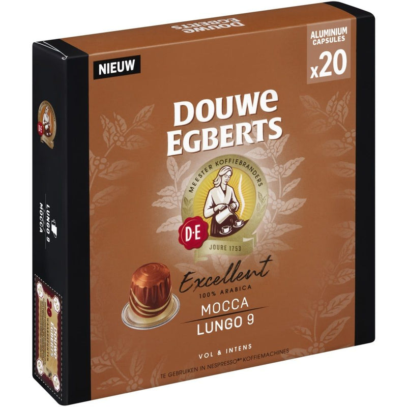 Douwe Egberts Excellence Mocca - Aluminium Nespresso compatible coffee capsules (20 Pack)