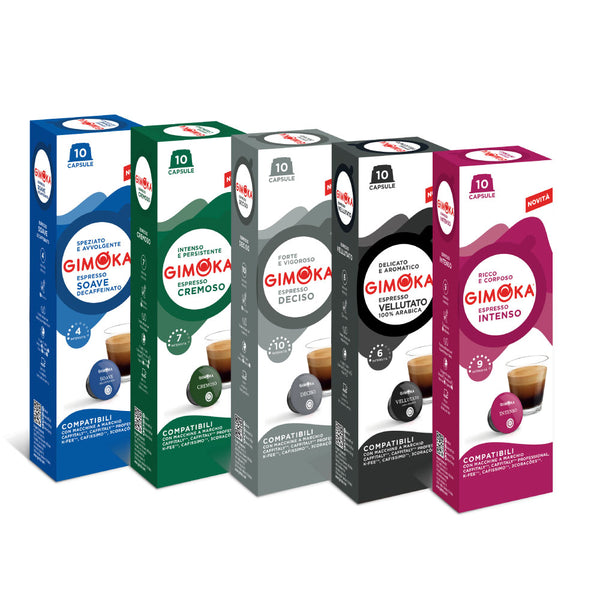 Gimoka Coffee Full Range Variety - 50 Caffitaly compatible coffee capsules
