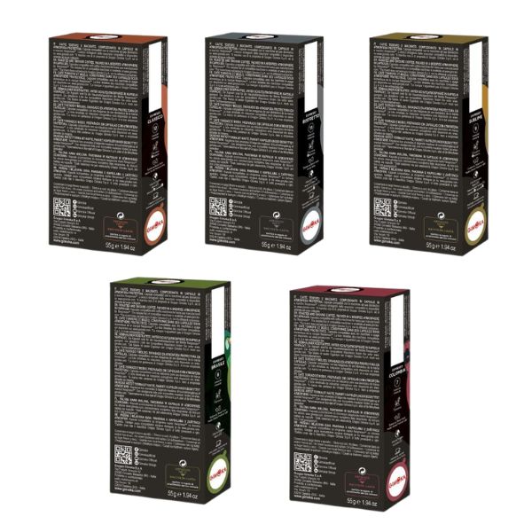 Gimoka Coffee Variety (no Decaffe) - 50 Aluminium Nespresso compatible coffee capsules