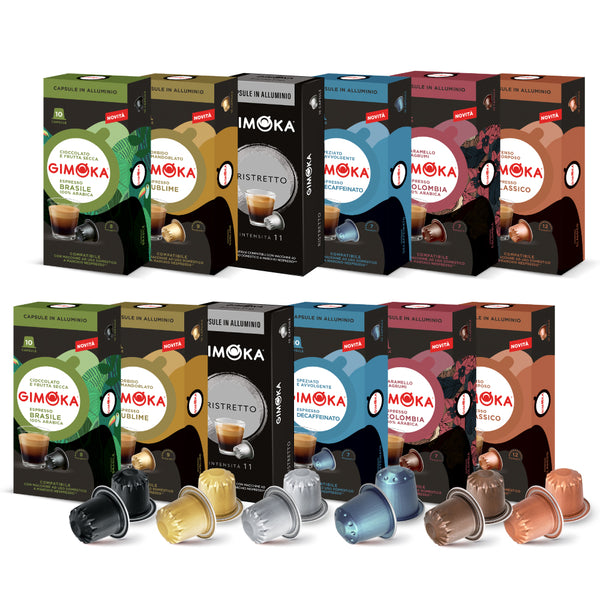 Gimoka Bulk Coffee Bundle - 120 Aluminium Nespresso compatible coffee capsules