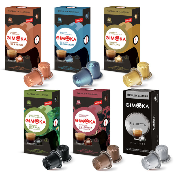 Gimoka Full Range - 60 Aluminium Nespresso compatible coffee capsules