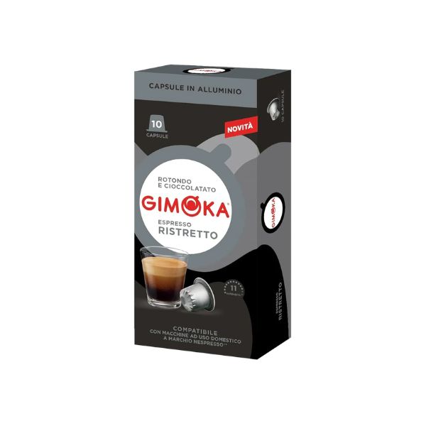 Gimoka Ristretto - 10 Aluminium Nespresso compatible coffee capsules