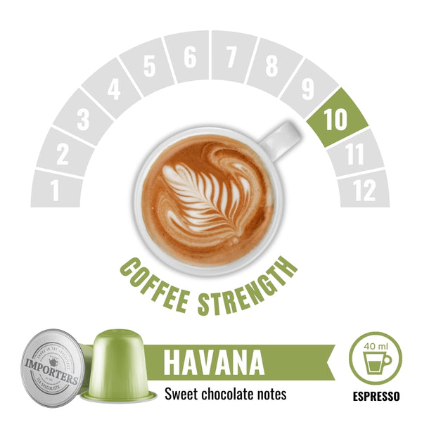 Importers Havana - 10 Aluminium Nespresso compatible coffee capsules