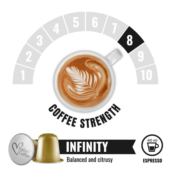 Italian Coffee Arabica Colombia Infinity - 10 Aluminium Nespresso compatible coffee capsules