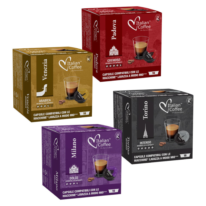Italian Deluxe Coffee Mix - 64 Lavazza A Modo Mio compatible coffee capsules