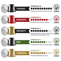 Italian Aluminium Variety Pack (No Decaffe) - 50 Aluminium Nespresso compatible coffee capsules