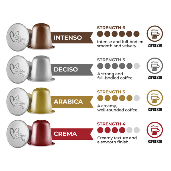 Italian Coffee Bulk Special Variety – 100 Nespresso compatible coffee capsules