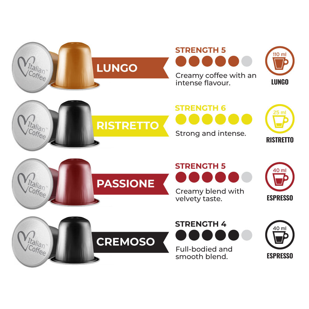 Italian Premium Variety 40 Nespresso compatible coffee capsules