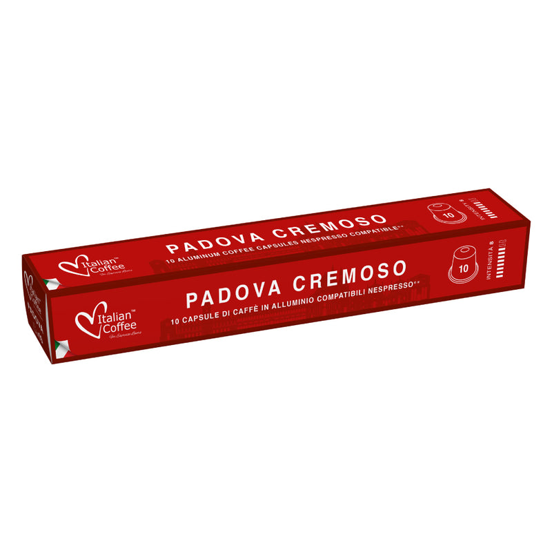 Italian Coffee Padova Cremoso - 10 Aluminium Nespresso compatible coffee capsules