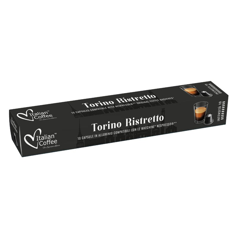 Italian Coffee Torino Ristretto - 10 Aluminium Nespresso compatible coffee capsules