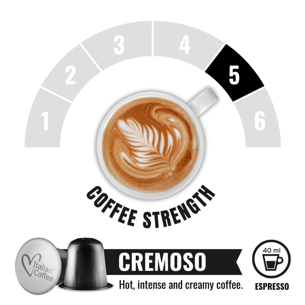 Italian Coffee Cremoso – Nespresso compatible coffee capsules