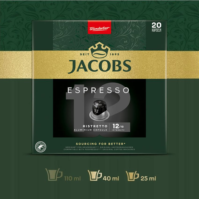Jacobs ESP Ristretto - 20 Aluminium Nespresso compatible coffee capsules