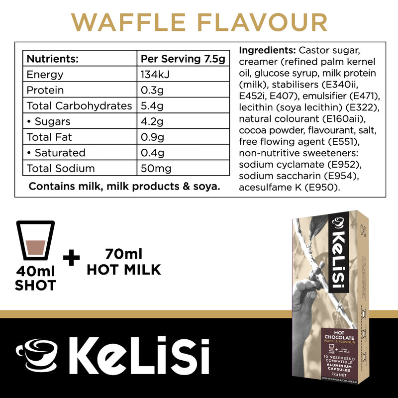 Kelisi Hot Chocolate Mix - 60 Aluminium Nespresso compatible capsules