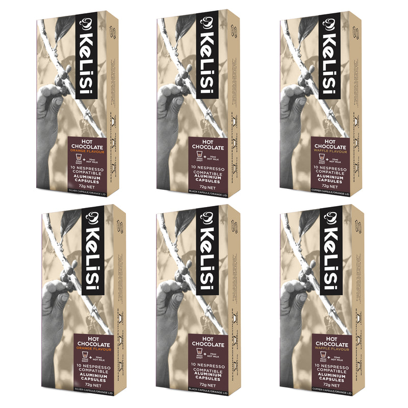 Kelisi Hot Chocolate Mix - 60 Aluminium Nespresso compatible capsules