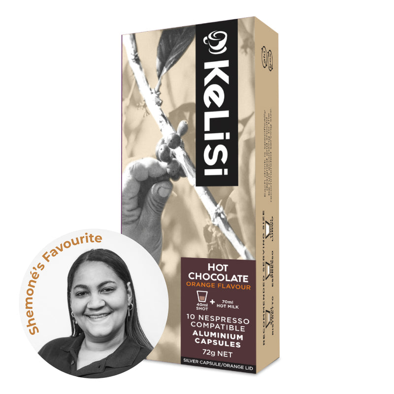 Kelisi Orange Hot Chocolate - 10 Aluminium Nespresso compatible capsules