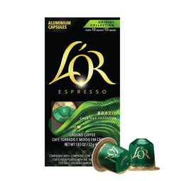 L'OR Brazil - 10 Aluminium Nespresso compatible coffee capsules thumbnail