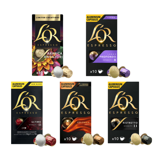 L'OR Bulk Coffee Bundle - 50 Aluminium Nespresso compatible coffee capsules