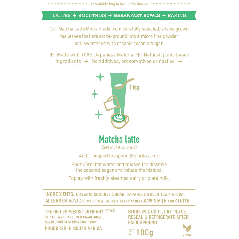 red espresso - Green Tea Matcha Superfood Latte Mix 100g