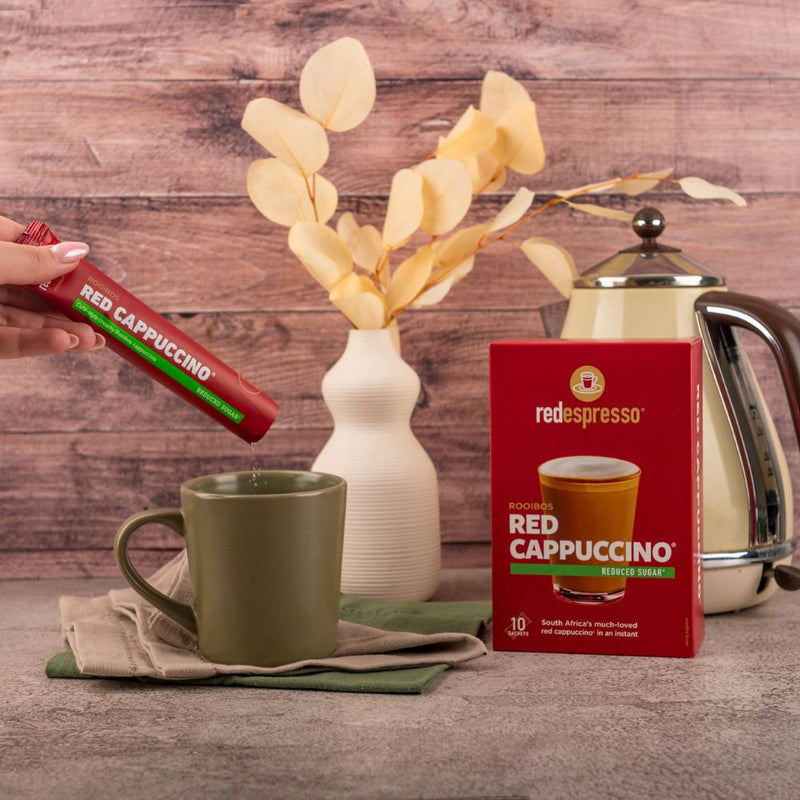 red espresso - Instant Red Cappuccino Reduced Sugar Sachets 10 x 11g