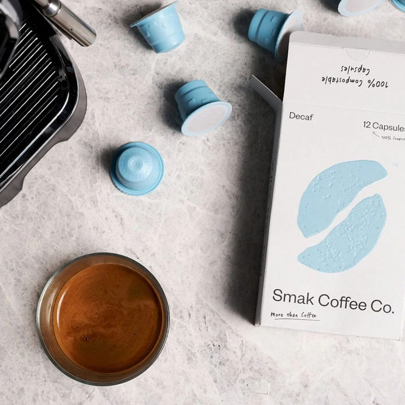 Smak Decaf - 12 Compostable Nespresso compatible coffee capsules