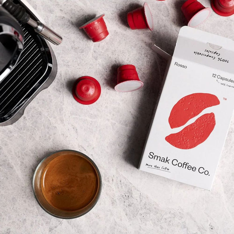 Smak Rosso - 12 Compostable Nespresso compatible coffee capsules