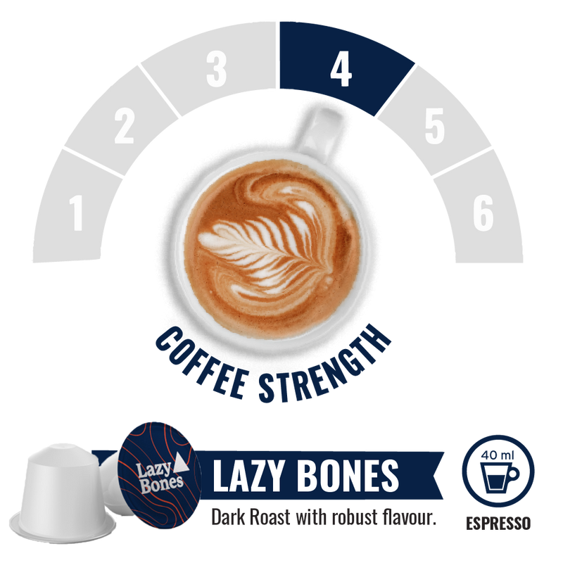 Terbodore Lazy Bones – 10 Compostable Nespresso compatible coffee capsules