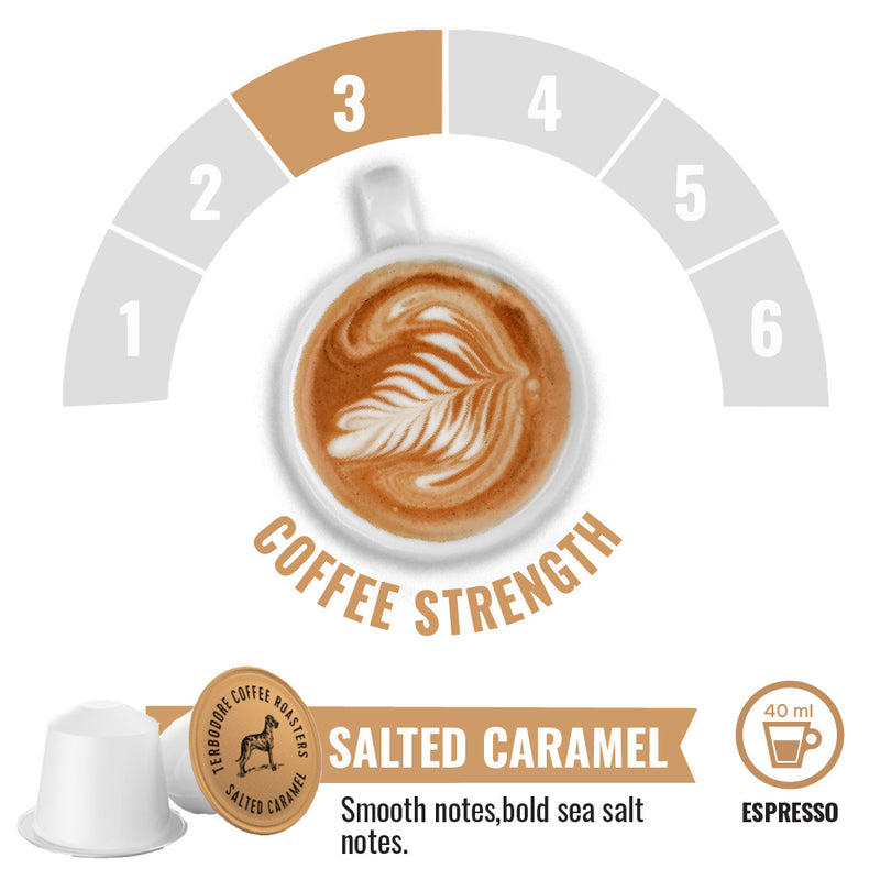 Terbodore Salted Caramel - 10 Compostable Nespresso Compatible Coffee Capsules