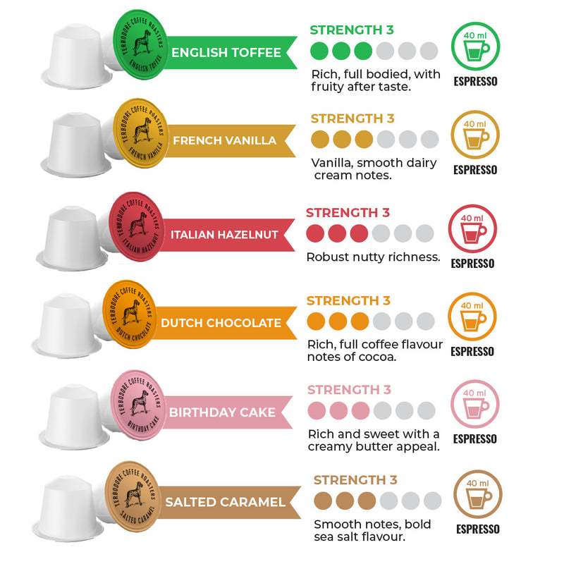 Terbodore Full Flavour Variety - 60 Nespresso compatible coffee capsules