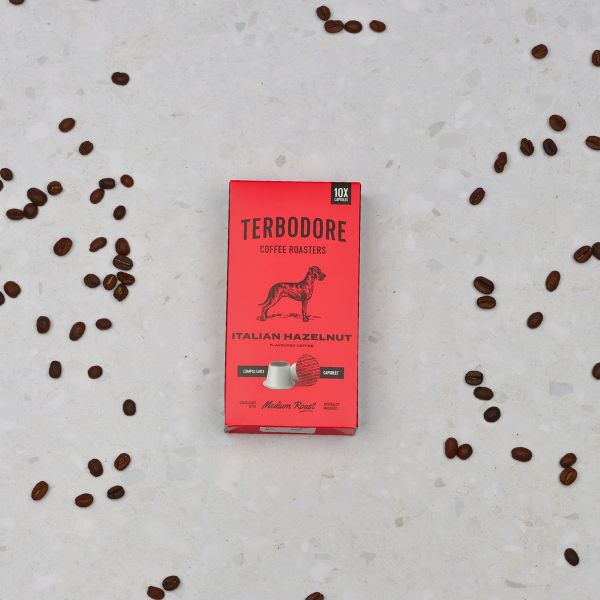 Terbodore Italian Hazelnut – 10 Compostable Nespresso compatible coffee capsules