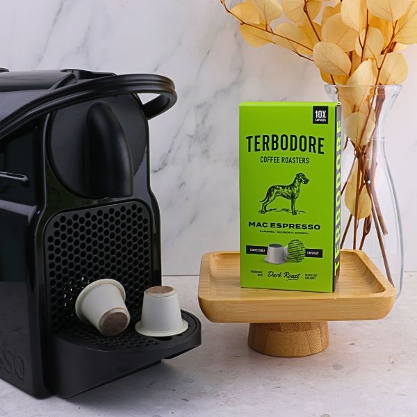 Terbodore Mac Espresso – 10 Compostable Nespresso compatible coffee capsules