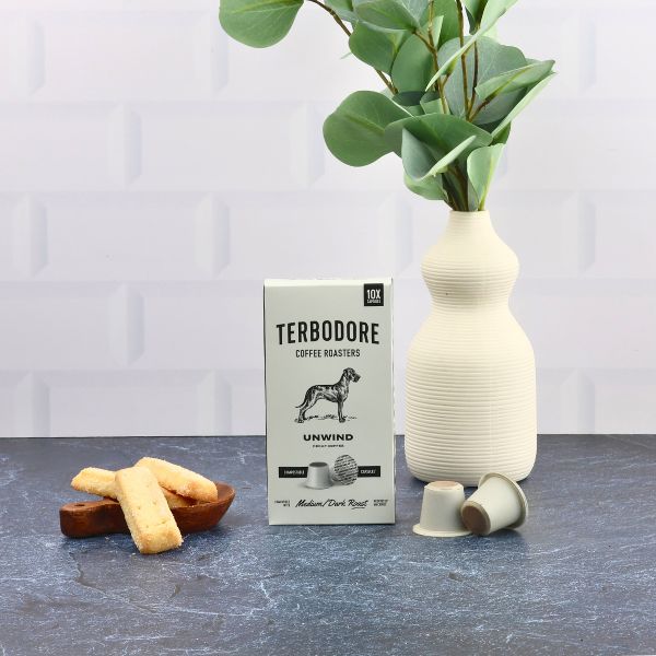 Terbodore Unwind Decaf - 10 Compostable Nespresso Compatible Coffee Capsules