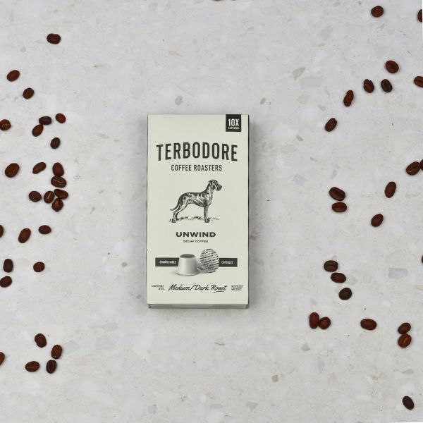 Terbodore Unwind Decaf - 10 Compostable Nespresso Compatible Coffee Capsules