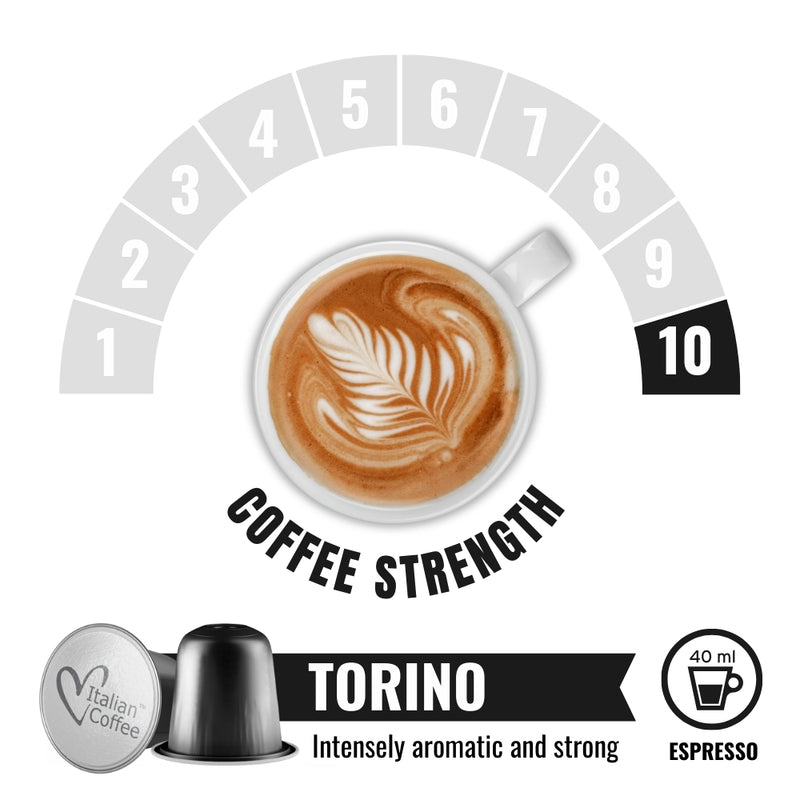 Italian Coffee Torino Ristretto - 10 Aluminium Nespresso compatible coffee capsules