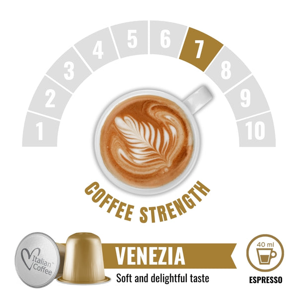 Italian Coffee Venezia Arabica - 10 Aluminium Nespresso compatible coffee capsules