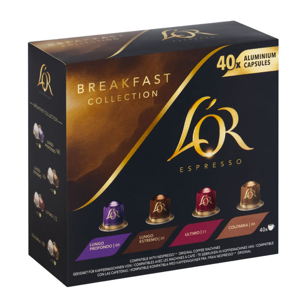 L'OR Breakfast Collection - 40 Aluminium Nespresso compatible coffee capsules